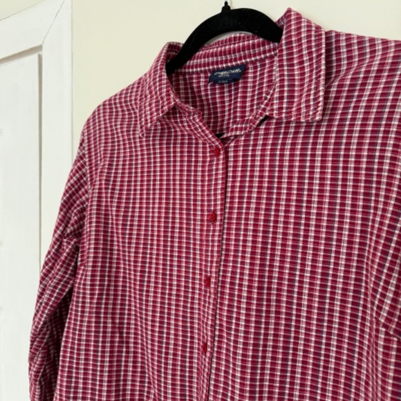 VINTAGE Cherokee rustic red checkered button down longsleeve - Picture 2 of 10